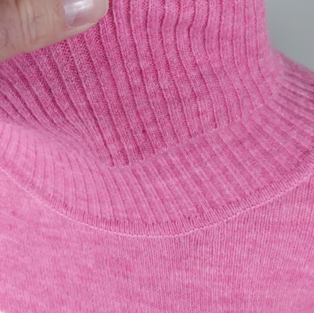womens turtleneck sweater By DIP Size Large Pink Rainbow Form Fitting Fashion - Picture 5 of 15